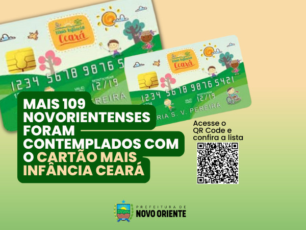 109 famílias novorientenses foram contemplados com o Cartão Mais Infância Ceará em 2023